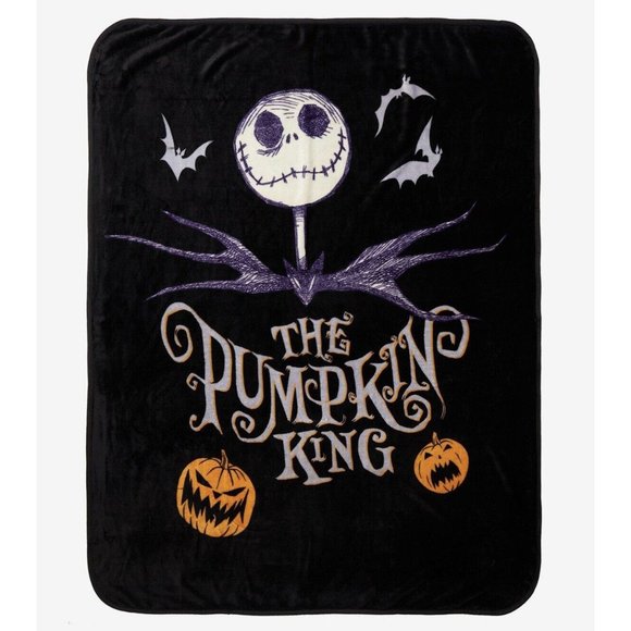 Nightmare Before Christmas Pumpkin King Jack Skellington Throw Blanket 46x60 - Picture 1 of 5